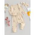 thumbnail image 3 of Suealasg Infant Boys Girls Easter Outfits 3M 6M 12M Newborn Long Sleeve Rabbit Print Romper +Long Pants +Headband 3Pcs Spring Easter Festivals Clothing for Baby Girls, 3 of 9