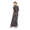 thumbnail image 2 of ADRIANNA PAPELL Womens Gray Beaded Over Lay Sleeves Sleeveless V Neck Full-Length Formal Fit + Flare Dress 8, 2 of 4
