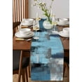 thumbnail image 4 of Blue Ombre Table Runner Cotton Linen 36 Inch Holiday Dresser Scarves, Vintage Shabby Chic Abstract Aesthetics Tablerunner for Kitchen Coffee Dining Bedroom Living Room Dinner Scarf Décor 13''x36'', 4 of 9
