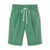 thumbnail image 1 of Plebaso Women's Knee Length Shorts Drawstring Casual Shorts with Pockets Solid Color Summer Beach Shorts, 1 of 3