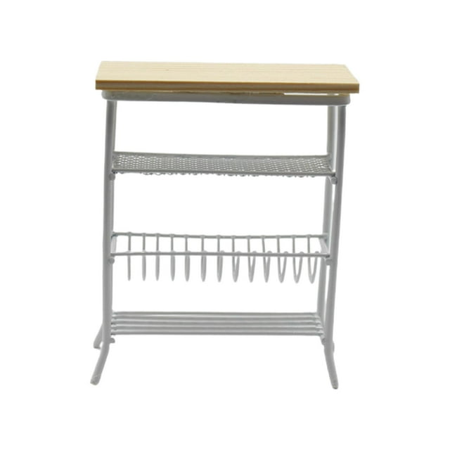 HILABEE Simulation 1/12 Miniature Dollhouse Kitchen Shelf Metal Accessories Delicate A
