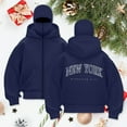 thumbnail image 2 of vigerakr Hoodie Jacket Zip Up Fashion "NEW YORK" Print Double Layer Hoodies Outerwear Jacket Y2K Sweatshirt for Women (Navy, L), 2 of 4