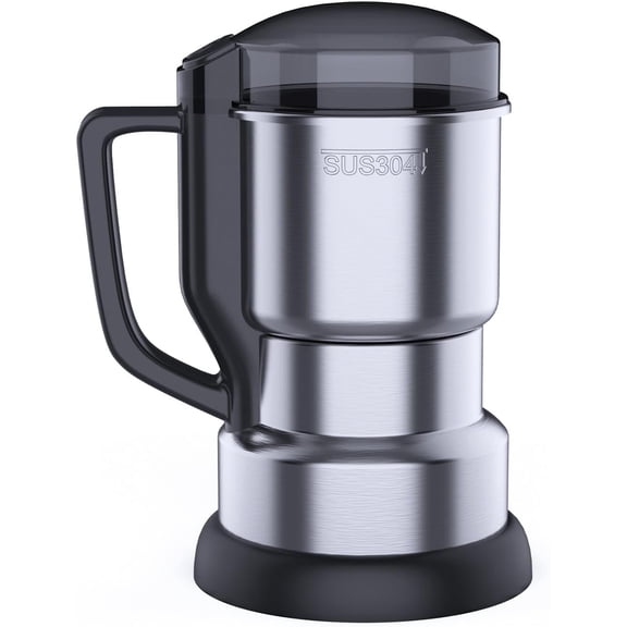 400g Electric Grain Grinder Mill 304 Stainless Steel High-Speed Commercial Spice Grinder, 8-Blade System, 400W Copper Motor for Dry Cereals, Herb, Coffee, Corn, Bean Black