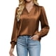 thumbnail image 2 of Ounisa Women's Blouses Dressy Casual Satin Silk Long Sleeve Shirts Business Casual Tops, 2 of 8