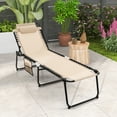 thumbnail image 4 of Gymax Patio Folding Chaise Lounge Portable Lay Flat Reclining Chair w/ 4-Level Backrest Side Pocket, 4 of 8