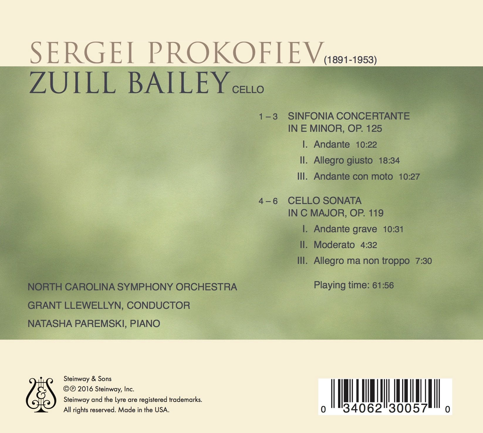 Prokofiev,S. / Bailey,Zuill / Llewellyn,Grant - Sinfonia Concertante In E Minor Op.125 & Cello - Music & Performance - CD