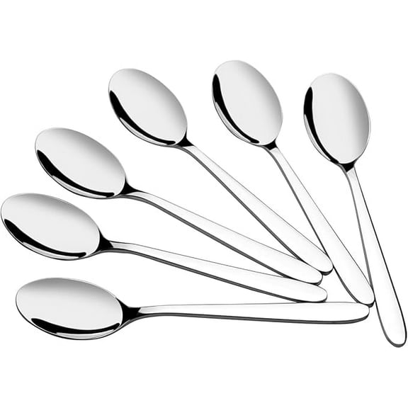 Xukmct 6 Pack Silver Mini Coffee Spoons Stainless Steel Teaspoons Silverware Set for Home, Kitchen or Restaurant, 6.4 inch