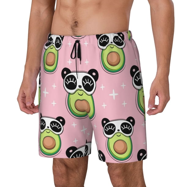 Fotbe Panda Avocado Traje de Baño para Hombre – Shorts de Natación de Secado Rápido con Forro y Bolsillos-3X-Large
