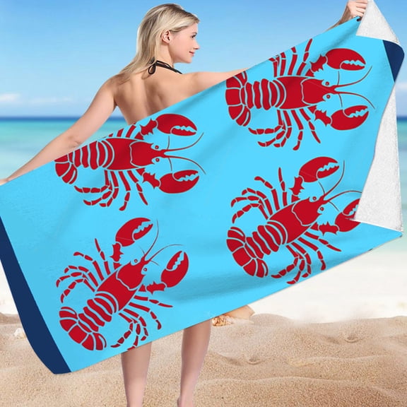 Oversized Beach Towel Set 27 x 55 ln Large Big Pool Camping Swim Clearance Soft Towels Travel Essentials Accessories Must Haves Vacation Necessities Adult Gifts Lobster,Blue