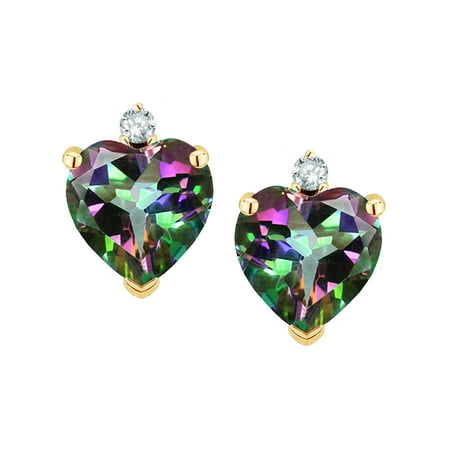 Star K Heart Shape Rainbow Mystic Topaz Earrings Studs In Departments