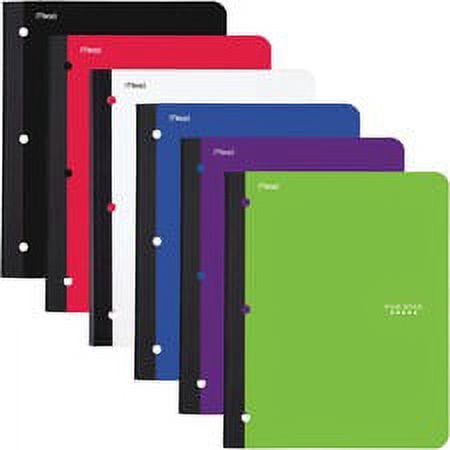 Five Star 11" 1-subject Wireless Notebook - 80 Sheets - Sewn - College Ruled - 3 Hole(s) - 9 1/8" x 11" - Black Cover - Plastic Cover - Pocket, Perforated, Bleed Resistant, Easy Te | Bundle of 5