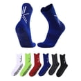 thumbnail image 4 of Xfvqtps Mens Running Socks with Grips Cushioned Absorb Sweat Non Slip Long Tube Socks for Outdoor Cycling Running Sports Socks Blue, 4 of 4