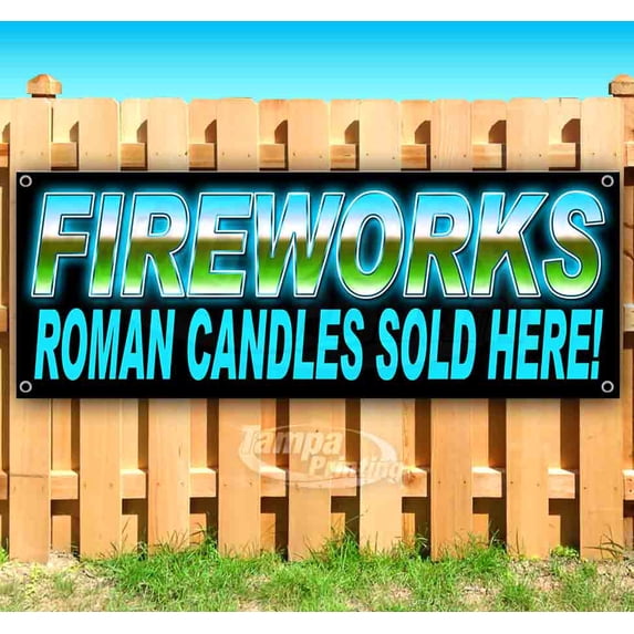 Fireworks Spinners Bl 13 oz Vinyl Banner With Metal Grommets