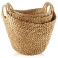 thumbnail image 3 of Casafield Set of 3 Boat Baskets with Handles - Natural, Woven Water Hyacinth Storage Organizers for Blankets, Laundry, Bathroom, Bedroom, Living Room, 3 of 7
