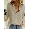 thumbnail image 2 of HOTAPEI Button Down Shirts for Women Casual Long Sleeve Shirt Linen Tops V Neck Blouses, 2 of 5