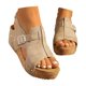 thumbnail image 2 of MKLEKYY Sandalias deportivas de Verano para Mujer, de Piel, Con Plataforma y Cuña, Sin Zapatos, 2 of 4