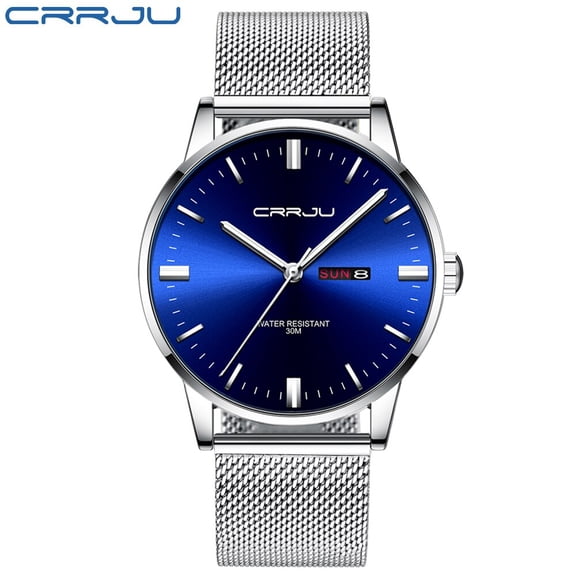 New Fashion Luxury Brand CRRJU Men Watches Men's Waterproof Stainless Steel Quartz Watch Male Clock Relogio Masculino