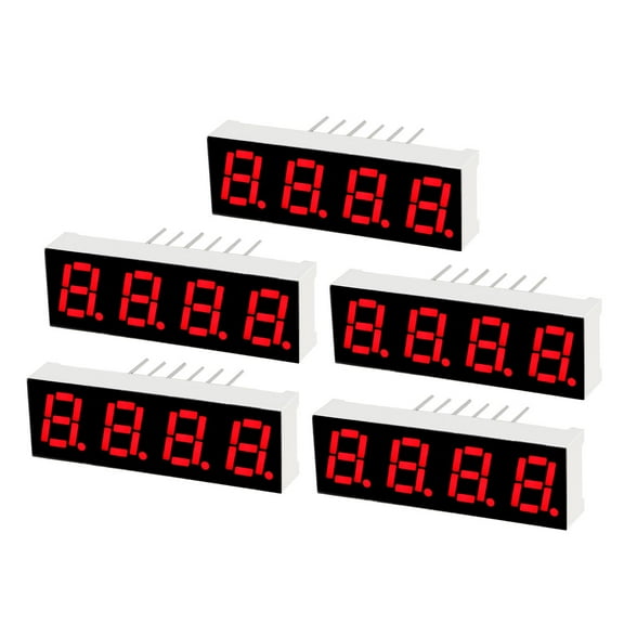 Common Cathode 12 Pin 4 Bit 1.26 x 0.39 x 0.23 inch Red Display 5Pcs