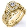 thumbnail image 1 of JeenMata Anillo de Filigrana de Diamantes Eduardianos con Diamantes Redondos Estilo Art Déco, Anillo de Bodas Engastado en Oro Amarillo de 10 K, 1 of 6