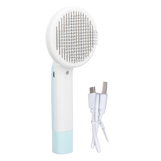 Pet Slicker Brush 2 in 1 Detangling Self Cleaning Floating Hair Removal Pet Grooming Comb with Nail Grinder for Cat Blue