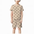 thumbnail image 4 of TOWED22 Infant Summer Clothes 2 Piece Sets Print Shirt Tee + Elastic Waist Shorts Casual Outfits Toddler Girl Clothing(Khaki,3-4 Y), 4 of 6