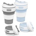 thumbnail image 1 of Tazas plegables, 2 tazas portátiles de silicona, tazas de viaje para café, tazas de viaje plegables reutilizables, tazas para camping con tapa y tapa abatible, 1 of 4