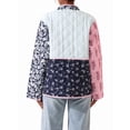 thumbnail image 5 of Women'S Cropped Quilted Jacket Cardigan Floral Printed Long Sleeve Open Front Short Coats Powder Blue M, 5 of 9