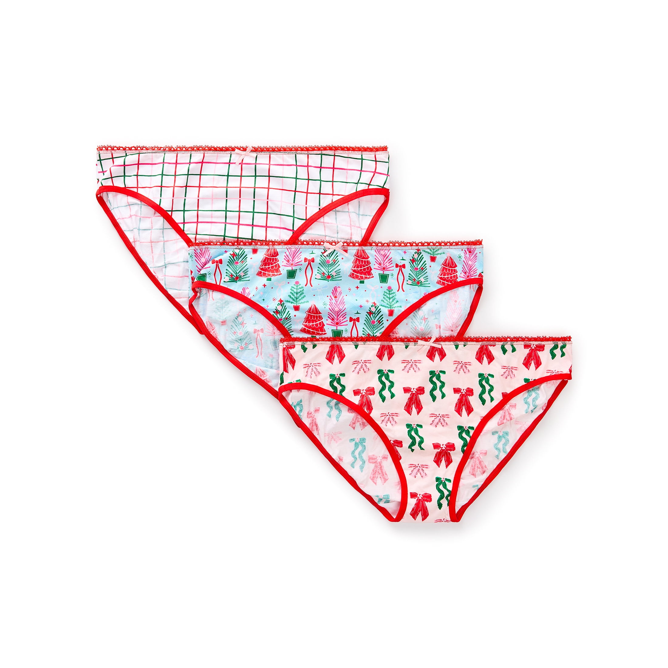 Packed Party Women's Christmas Tree Giftable, 3-Pack, Hipster Panties, Sizes S-XXL