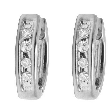 10k White Gold Real Diamond Baby Huggie Hoop Earrings 0 05ct 10k White Gold Real Diamond Baby Huggie Hoop Earrings 0 05ct