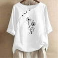 thumbnail image 3 of Blusas de Manga Corta para las Mujeres Impreso Cuello Redondo Camiseta, Top de Algodón de Imitación Casual para el Hogar Y Diario, 3 of 4