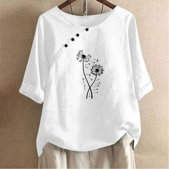 Kayannuo Blouses for Women Tee Shirts for Women Women's Fashion Printed T-shirt Short Sleeves Blouse Round Neck Casual Tops