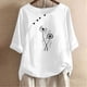 thumbnail image 3 of Blusas de Manga Corta para las Mujeres Impreso Cuello Redondo Camiseta, Top de Algodón de Imitación Casual para el Hogar Y Diario, 3 of 4