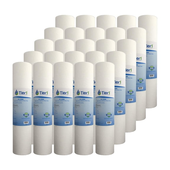 Tier1 5 Micron 20 Inch x 4.5 Inch | 25-Pack Spun Wound Polypropylene Whole House Sediment Water Filter Replacement Cartridge | Compatible with Pentek DGD-5005-20, SDC-45-2005, Home Water Filter