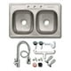 thumbnail image 1 of Fregadero Tarja Tina Doble Acero Inox 84x56 Con Kit Mez Prem, 1 of 5