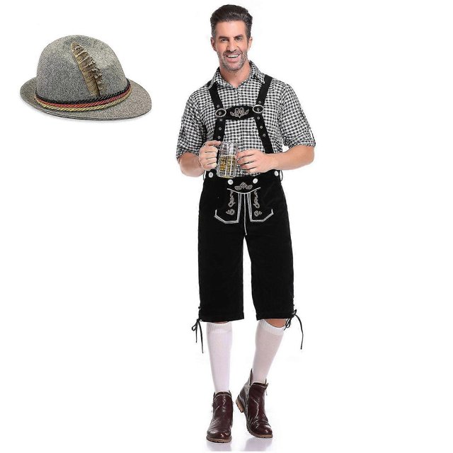 3pcs/set Mens Bavarian Oktoberfest Costume Set For Dress Up Party, Beer Festival
