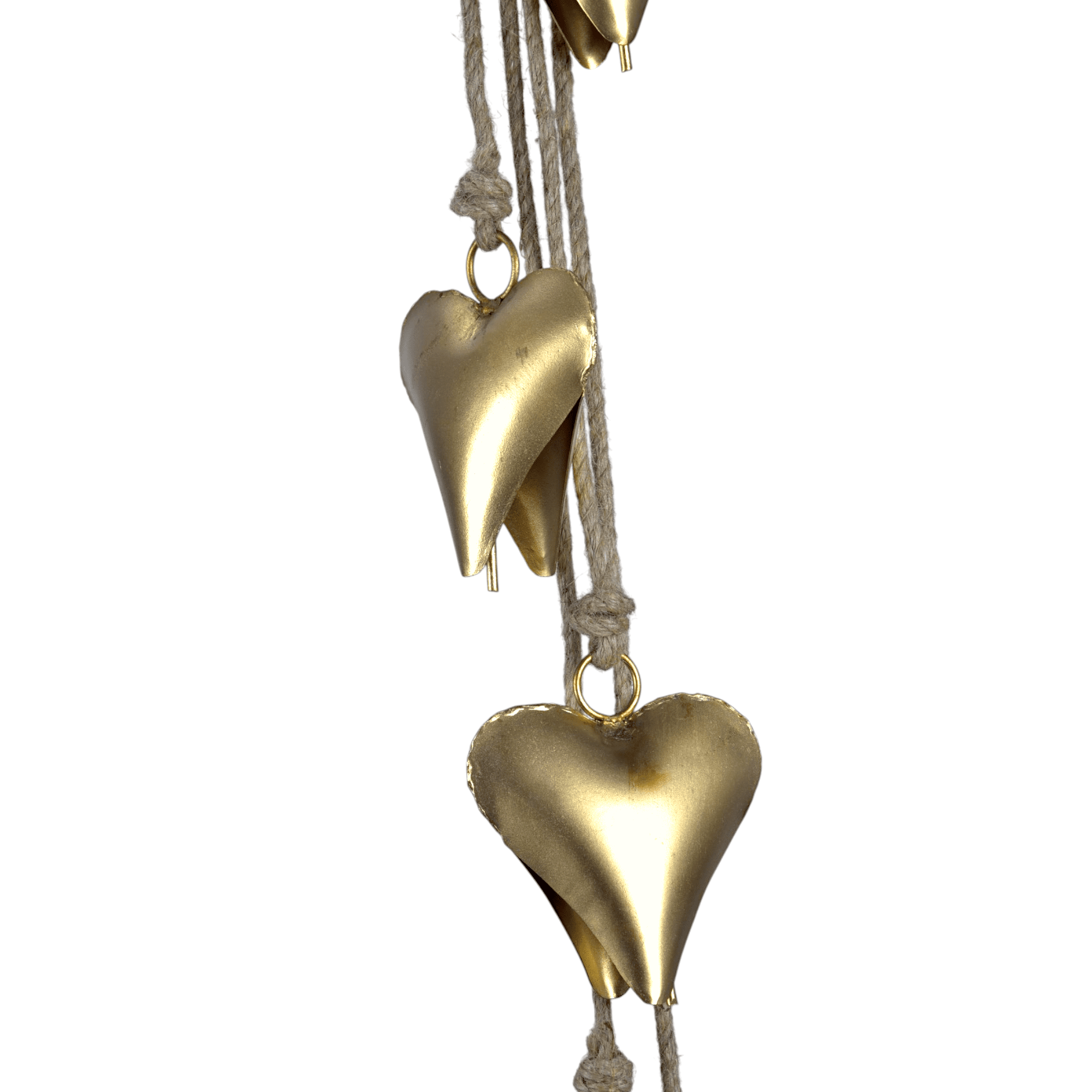 Vivanta Decorative Wind Chimes with Heart-Shaped Bells, 45 Inch, Gold Metal, Farmhouse Hanging Bell Home Decor