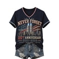thumbnail image 2 of 25th Anniversary 9/11 T-Shirt for Women We Will Never Forget Patriotic Memorial Tee September 11 Twin Towers Remembrance Top, 2 of 4