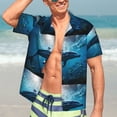 thumbnail image 7 of Pofeuu Ocean Dolphin Fish School Print Hawaiian Shirt for Men Sleeves Casual Button Down Summer Beach Dress Shirts T-Shirts,X-Large, 7 of 7