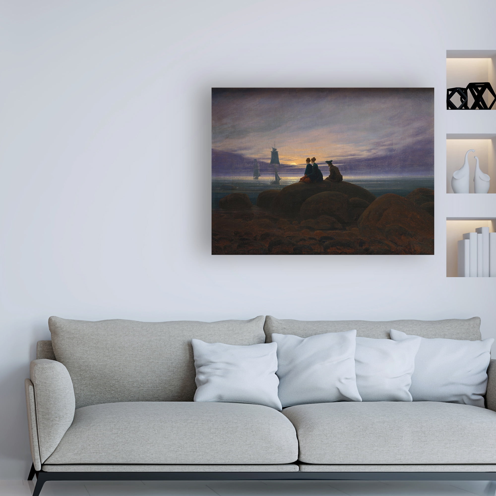 Trademark Fine Art 'Moonrise over the Sea' Canvas Art by Caspar David Friedrich