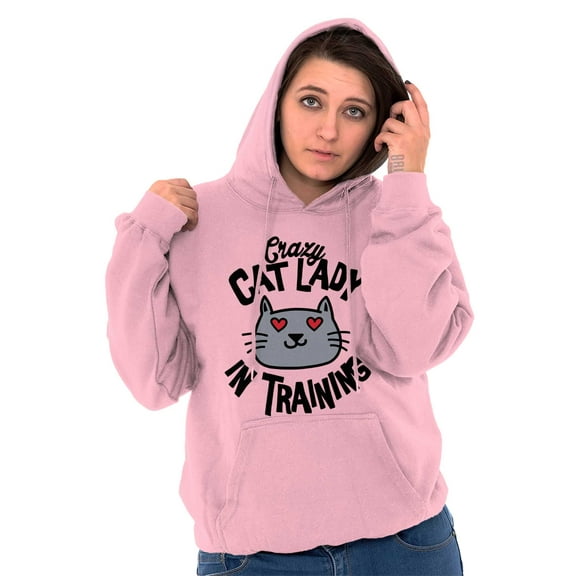 Crazy Cat Lady in Training Funny Cute Hoodie Sweatshirt Women Brisco Brands 2X