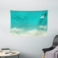 thumbnail image 1 of Cloud Tapestry, Paper Plane with a Heart Flight Path Floating over the Clouds Romantic, Wall Hanging for Bedroom Living Room Dorm Decor, 60W X 40L Inches, Pale Sea Green Mint Green, by Ambesonne, 1 of 2