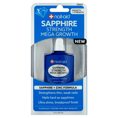 (2 Pack) Nail-Aid Sapphire Strength Mega Growth Nail Polish, .55 fl (Best Blue Nail Polish)