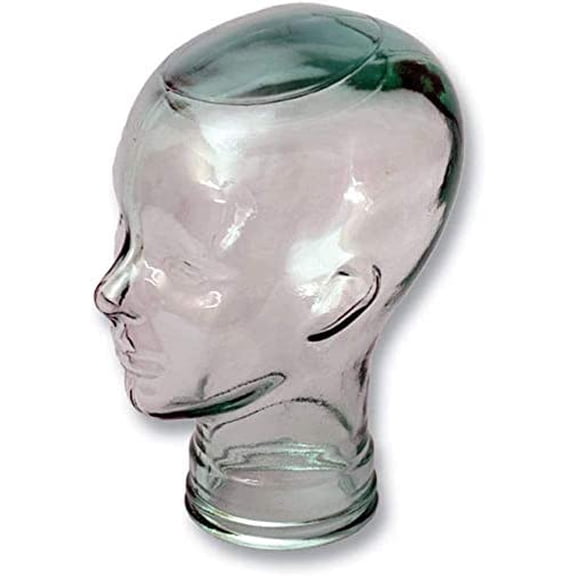 Glass Head Display - Spanish 100% Recycled Clear Glass Head- 11.5" H$$