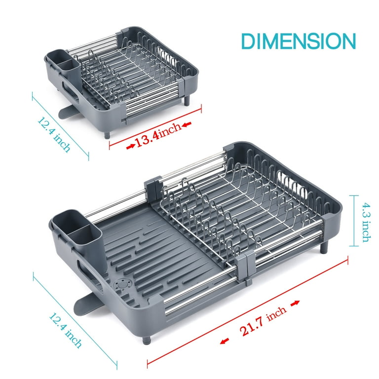 Aluminum Compact Dish Drying Rack with Microfiber Drying Mat 112050 –  Kingrack Home