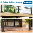 thumbnail image 6 of Muzata 6'6" Aluminum Handrail Kit Black Cable Railing System Work with Wood, 6 of 7