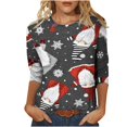 thumbnail image 2 of Pntutb - Camiseta holgada con estampado de moda para mujer, blusa de manga 3/4, cuello redondo, tops casuales Pntutb Pntutb-1245, 2 of 5