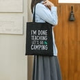 thumbnail image 5 of JEUXUS I'm Done Teaching Let's Go Camping Funny Camper Teacher 2 Pcs Canvas Tote Bags Cute Aesthetic Tote Bags with Zipper Party Supplies Black, 5 of 8