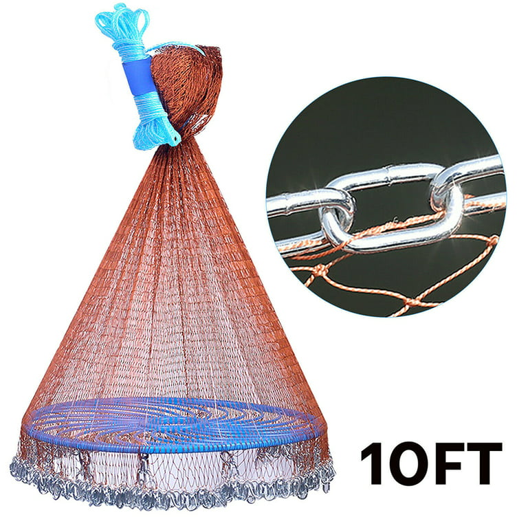Fishing Cast Net, 1Pcs Nylon Line Mesh Bait Trap, Hand Throw Mesh Fishing  Weight Cast Net with Flying Disc, Telescopic Tools for Bait Trap Fish Throw