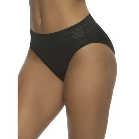 Serene Modal & Lace Hi Cut Panty | Felina | Women s Underwear (Black  Large)