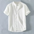 thumbnail image 2 of MIXUE Mens Casual Button Down Shirts Solid Color Lapel Summer Stank Short Sleeve Shirt Tops Streetwear,White,XXXXL, 2 of 4